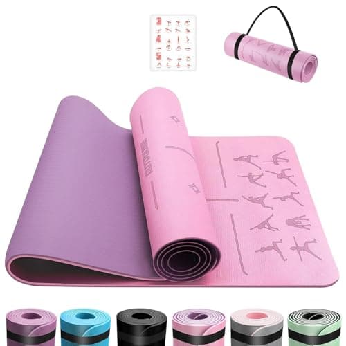 OUTDOUSE TPE Yoga Mats for Women,Pink Purple 183x61x0.6cm
