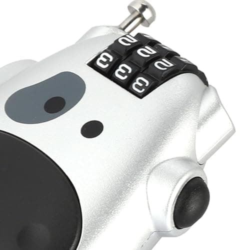 Baxnore 3 Digit Code Combination Lock High Security ABS Material Cow Shape Design Password Lock for Pram Stroller Luggage Black Silver (Silver) — view 2