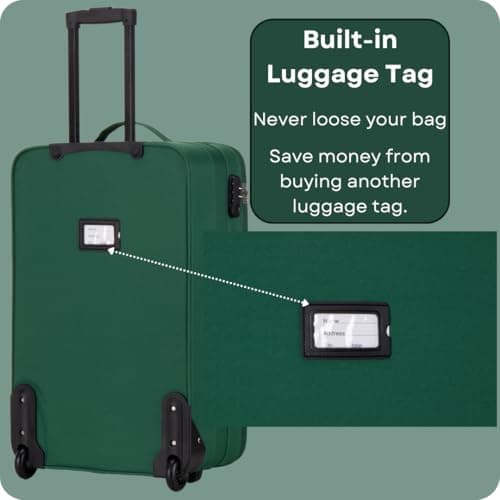 ATX Luggage 55x35x20cm Cabin Suitcase Super Lightweight Small Suitcase Approved for 100+ Airlines Including EasyJet, Ryanair, British Airways & Virgin Atlantic (Green, 48 Liter) — view 6