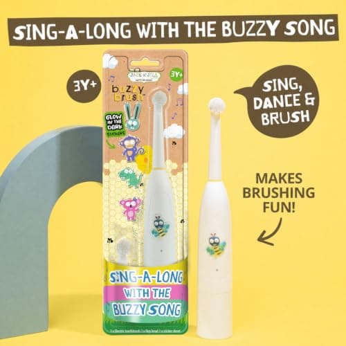 Jack N' Jill Kids Buzzy Brush Electric Musical Toddler Toothbrush – Kids Electric Toothbrush for Ages 3+, With LED Lights & Brushing Timer, Child-Friendly, Water Resistant, Battery Operated, Pack of 1 — view 2