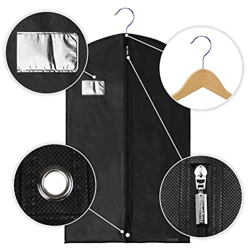 Hangerworld 40 Inch Black Breathable Suit Garment Dress Clothes Cover Protector Bag — view 3