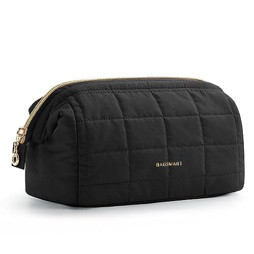 BAGSMART Small Travel Makeup Bag for Women, Wide Opening Cosmetics Bag