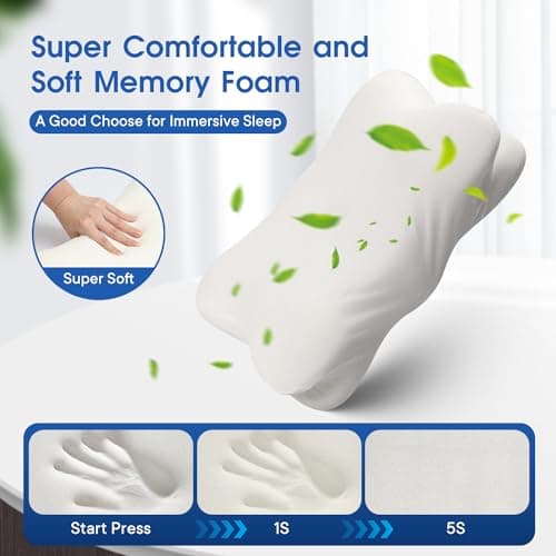 Hapiclody Cervical Pillow for Neck Pain, Memory Foam Pillows Orthopedic Pillow for Shoulder Pain Ergonomic Head Neck Support Pillow for Side/Back/Stomach Sleepers with Cooling Removable Cover — view 3