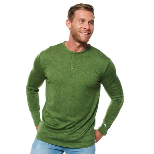 Merino.tech 100% Merino Wool Base Layer Men - 3 Collar Option (Large, 170 Green Olive Hnly)