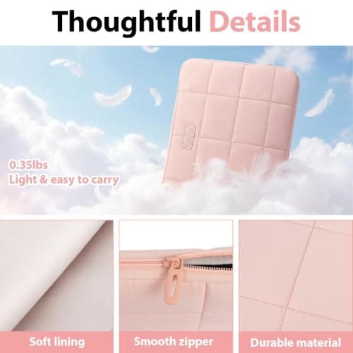 Hittriu Laptop Sleeve Case 14 inch with Velvet Storage Bag, 14 inch Laptop Sleeve Case with Velvet Lining Shock-absorbing Fabric Compatible with 14-inch MacBook All Models (Pink) — view 3