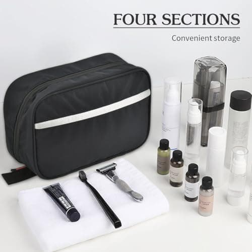 TIMESETL Hanging Toiletry Bag High-Density Nylon Fabric, Toiletry Bags for Women Travel Waterproof and Tear-Resistant, Compartment Wash Bag Black, Hanging Travel Wash Bag — view 5