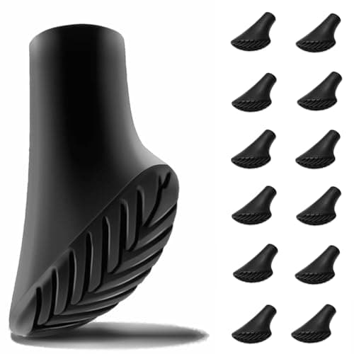 Leaf-Shaped Rubber Tips for Walking Poles | Quiet & Non-Slip for City, Park & Trails | Universal 11mm Fit