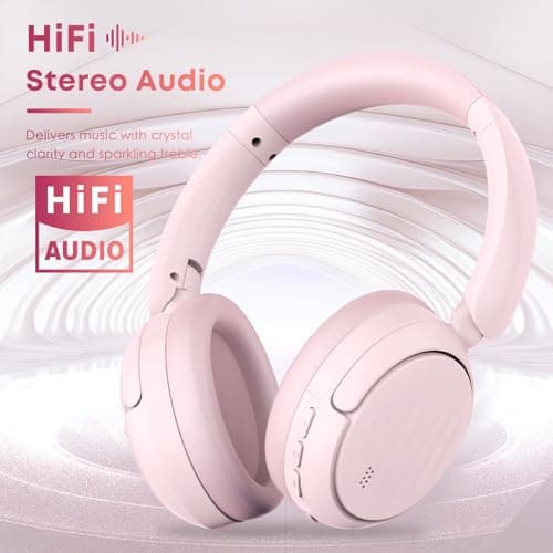 MMWOWARTS Bluetooth Headphones with Active Noise Cancelling (ANC), Wireless Over Ear Bluetooth Headsets with 35H Playtime, HiFi Stereo Foldable Headphones with Foam Ear Cups for Sports, Travel — view 3