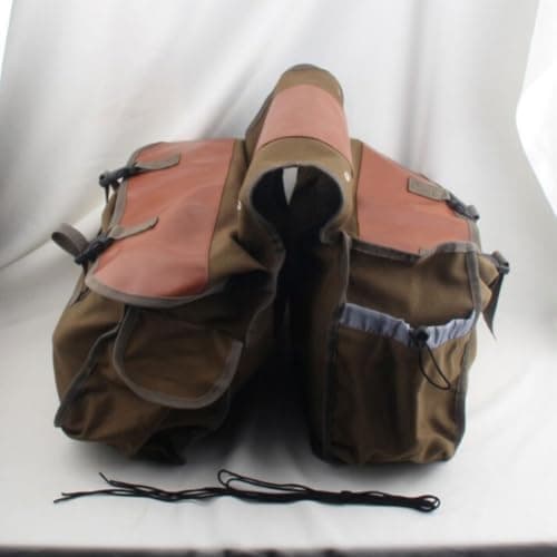 Canvas Rear Rack Bag Vintage For Pannier with Leather Stitching, Large Capacity Commuter Cycling Storage for Bike or Motorcycle Luggage Carrier, Quick Install Side Pocket Gear(Camel) — view 5
