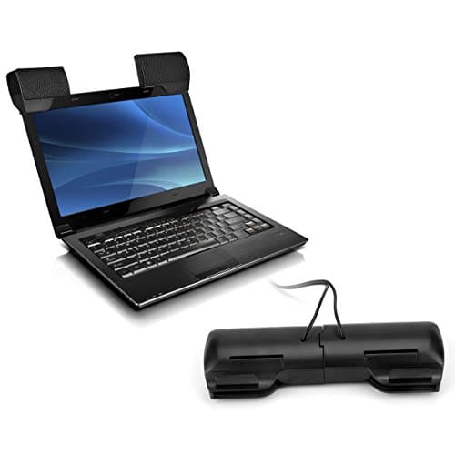OFKPO Portable Mini Stereo Speakers Mini Computer Speaker Clip Portable Speaker Wired USB Loudspeaker for Laptop Desktop (Black) — view 3