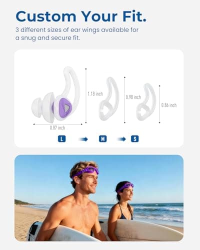 Hearprotek Swimming Ear Plugs Adults, 2 Pairs Silicone Waterproof Swim Earplugs Protection for Pool, Shower, Bath, Swim Water Sports Purple — view 4