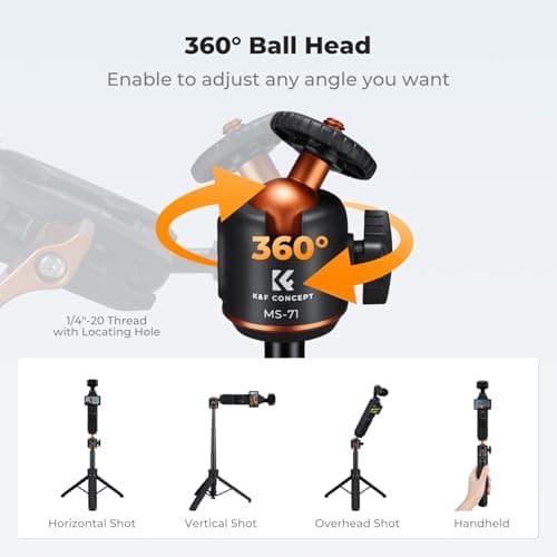 K&F CONCEPT 25.6"/65cm Auto-Pop Open Tripod, Mini Selfie Stick for Phone — view 6