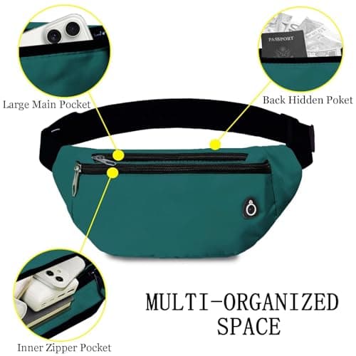 Rosoz Bum Bag, Belt Bag Women's Bum Bag Men's Gifts Sports Hip Bags for Outdoor Travel Running Cycling, Green — view 4