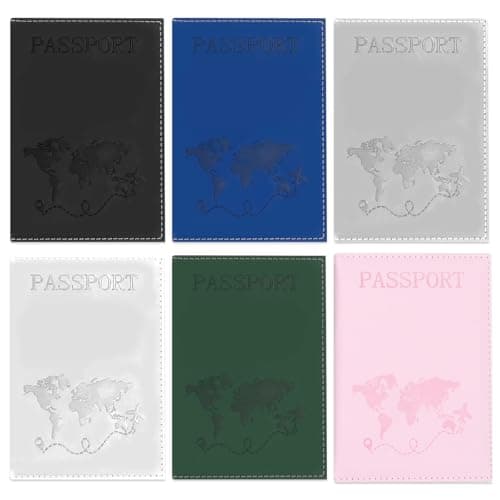 KTPCN 6 PcsPassport Holder Covers, Leather Passport Covers, Passport Wallets Protector, Travel Wallet Organiser Document Holder Wallet for Men & Women Travel Accessories, Business Cards
