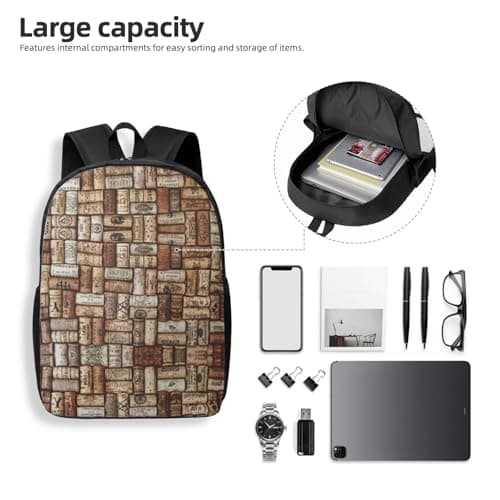 GaxfjRu Wine cork Print Perfect Personal Item Travel Bag-Unisex Travel Backpack Carry On Flight Approved-Laptop Backpack, Black, One Size — view 5