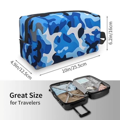 HSYOYO Travel Toiletry Bag for Women Men,Portable Hanging Toiletry Bag,Waterproof Dopp Kit Cosmetic Organizer,Large Capacity Shaving Bag Makeup Bag, Sky Blue Camouflage, One Size — view 3