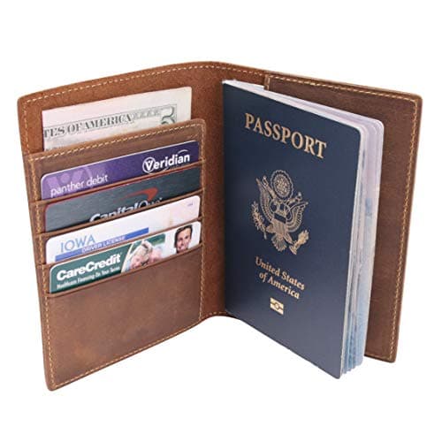 WANDERINGS Leather Travel Wallet with Passport Holder - 11x14 Cm - Genuine Leather Case with RFID Blocking for Men and Women - Folding Wallet for Passports — view 2