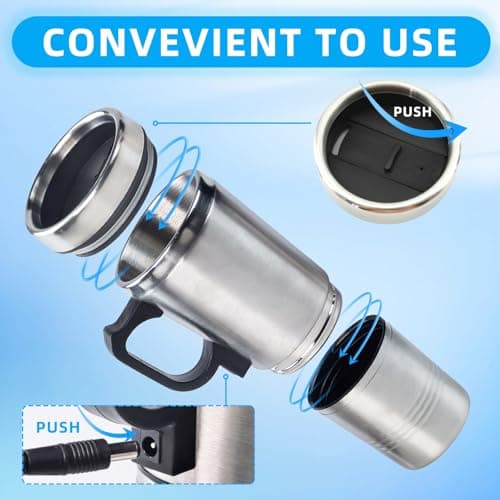 Flylin 12V Car Electric Cup, 300ml Stainless Steel Travel Heating Mug — view 4