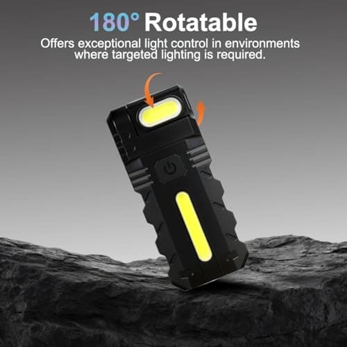 Aolso Rechargeable Torch, 500 Lumens Super Bright EDC Small Torch with Magnetic Base, 180° Rotatable Flashlight, USB-C, Pocket Flashlight for Headlamp Use, Rescue, Camping[Energy Class A] — view 5