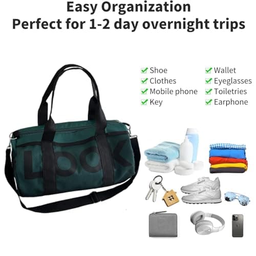 Gym Bag Smal, Small Holdall, Mini Gym Bag, Water Resistant Carry On Bag Sport Travel Training Journey, Overnight Travel Weekend Holdall Bags Fitness Handbag for Workout — view 3