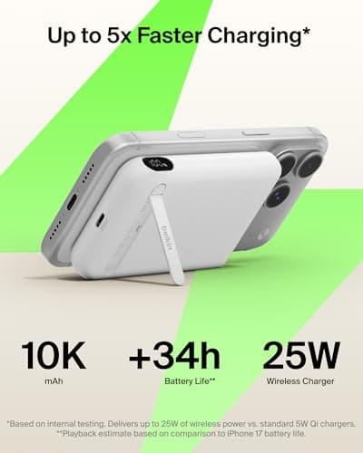 Belkin BoostCharge 10,000mAh Magnetic Power Bank with Kickstand - White — view 2