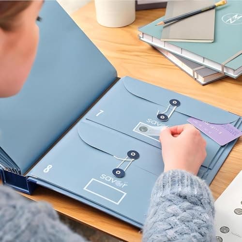 Document Organizer Folio with Labels: Personal Family Document Organizer Binder - Life Binder Organizer Kit with Pockets, Ideal Family Emergency Binder for Important Documents(Blue*1) — view 5