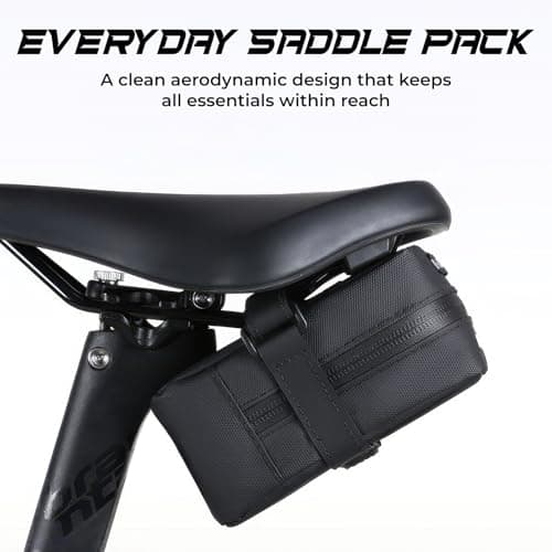 Byking Bike Saddle Bag Small, Compact Cycling Bag (Heavily Discounted Due to Logo Being Placed Upside Down). Underseat Bicycle Tool Bag for Wallet, Repair Kit and Storage, Bike Packing Essential — view 2