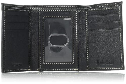Timberland Men's Leather RFID Blocking Trifold Wallet Travel Accessory-Tri-Fold, Black, One Size — view 5