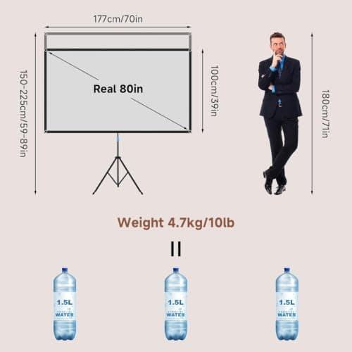 Projector Screen with Stand, 80" Portable Projector Screen Outdoor Indoor — view 5
