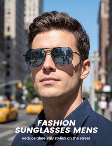 DIUWEU Polarised Aviator Sunglasses, Metal Frame Square Sunglasses Mens, UV400 Protection, Classic Sun Glasses for Driving, Travel — view 3