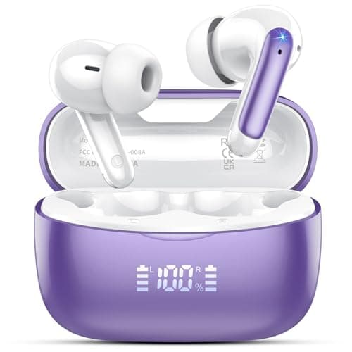 AI Translation Earbuds Real Time with Audio and Video Calls, 164 Language/7 Translation Modes Translator Earbuds Bluetooth 5.4 with APP, 48H AI Ear Buds Translator Device for Business/Learning, Purple