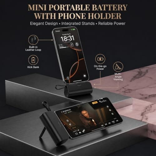 Nano Power Bank, Mini Portable Charger with Built-In USB C 5000mAh Battery Pack Fast Charging Pocket Size compatible for iPhone, for Samsung Galaxy, for Earbuds and for other devices — view 3