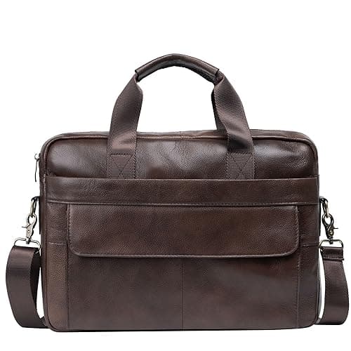 BTDAO Leather Briefcase 15 inch Laptop Bag Messenger Shoulder Work Bag Crossbody Handbag for Business Travelling for Men Father Husband (CFC-Brown) — view 2