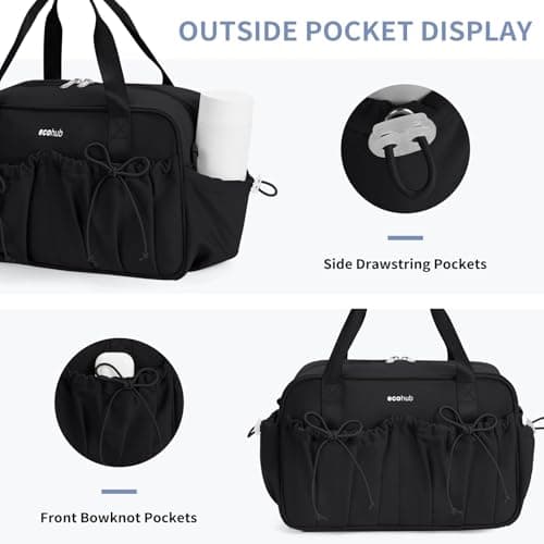 ECOHUB Small Gym Bag for Women, Mini Sports Bag with Wet Compartment Black — view 3