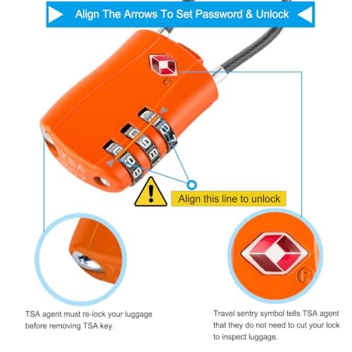 Diyife TSA Approved Luggage Locks with Flexible Steel Cable, Easy to Set up — view 2