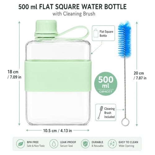 Trevixor 2 PCS 500ml Water Bottle Set, Travel Water Bottle and Cleaning Brush with Carry Loop for Handbag, Office and Daily Use — view 2