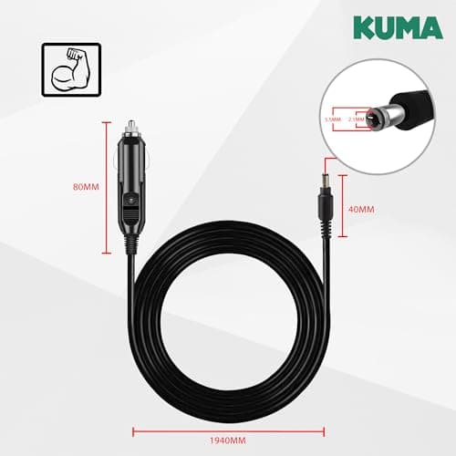 KUMA 12v TV Power Lead Supply Adaptor for Motorhome Campervan Caravan - Car Cigarette Lighter Socket Plug Adapter Charger for Television Satellite Navigation GPS DashCam - 12 volts Cig Extension Cable — view 2