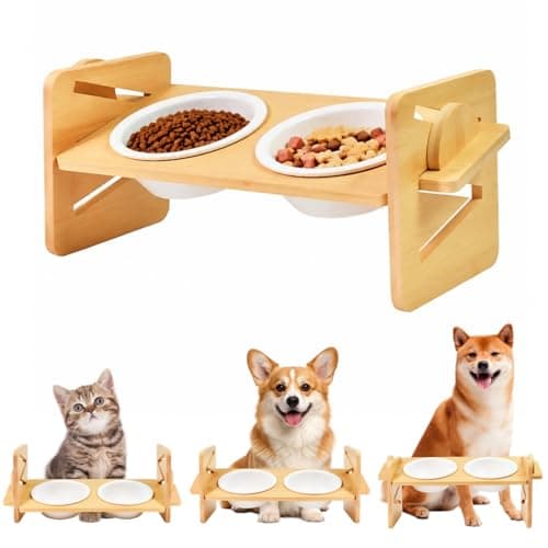 Xygobla Raised Dog Bowls with Stand 4 Level Bamboo