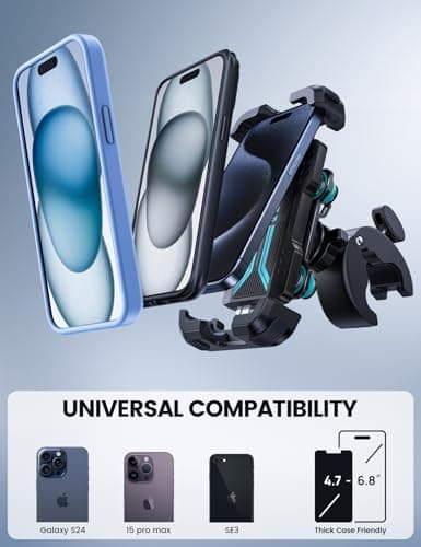 Lamicall Motorbike Phone Holder, [Dual Anti-Shock] Bike Phone Holder Blue — view 5