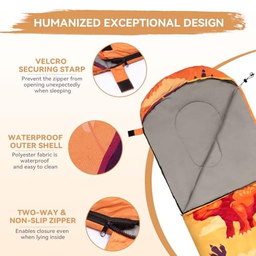 Lightweight Kids Sleeping Bag for Camping, Child Sleeping Bag with Pillow — view 5