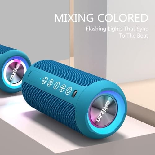 Ortizan Bluetooth Speaker, Portable Speaker with IPX7 Waterproof, Bluetooth 5.3, 30H Playtime, RGB Light, Micro SD card & AUX, Wireless Speaker for Home, Travel, Outdoors — view 5