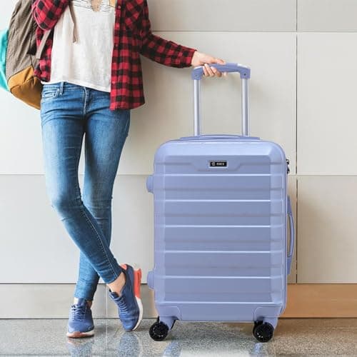 CMY Hard Shell PC Carry on Cabin Approved 20'' Lightweight Suitcase Luggage Trolley with 4 Spinner Wheels TSA Combination Lock Suitcase Approved by Over 100+ Airlines (Purple) — view 6