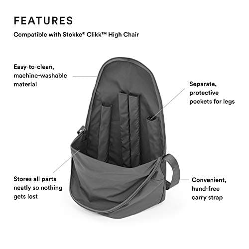 Stokke Clikk Travel Bag - Portable High Chair Accessory for Travel & Storage - Hands-Free Carry Handle, Protective Leg Pockets, Machine Washable, Dark Grey — view 2