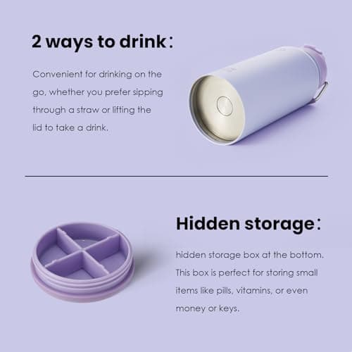 BOTTLE BOTTLE Insulated Water Bottle 950ml Stainless Steel with Straw and Pill Box — view 5