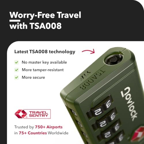 TSA Luggage Locks with Alert Indicator – 4-Digit Travel Padlocks with Flexible Cables for Suitcases, Backpacks & More – Suitcase Locks, 2-Pack, Green — view 6