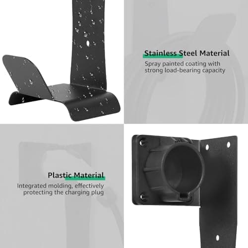 Ghshanog EV Charging Cable Holder, Wall Mount Plug Organizer, Stainless Steel Electric Vehicle Charger Bracket for Home Daily Commuting Adventure Vehicle Road Trip Travel Work Driver — view 4
