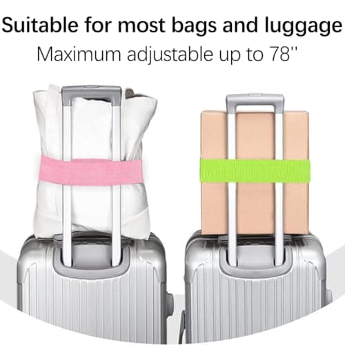 Luggage Straps for Suitcase Heavy Adjustable Suitcase Straps with Quick Release Buckle Suitcase Identifier Bands for Travel Case Non-Slip Travel Belt Travel Accessories (Pink, 4pcs) — view 6