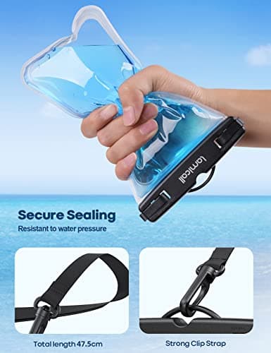Lamicall Waterproof Phone Pouch Case - [2 Pack] IPX8 Waterproof Phone Case for Swimming Dry Bag with Clip Strap for iPhone 17 16 15 14 13 12 Pro Max Plus Air Mini, Samsung S23 Up to 7” - Transparent — view 6
