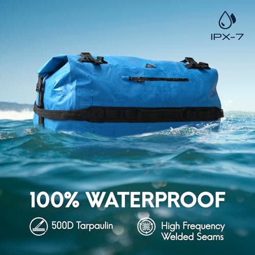 Haimont IPX7 Waterproof Roll-Top Dry Duffel Backpack, Blue, 60L — view 2