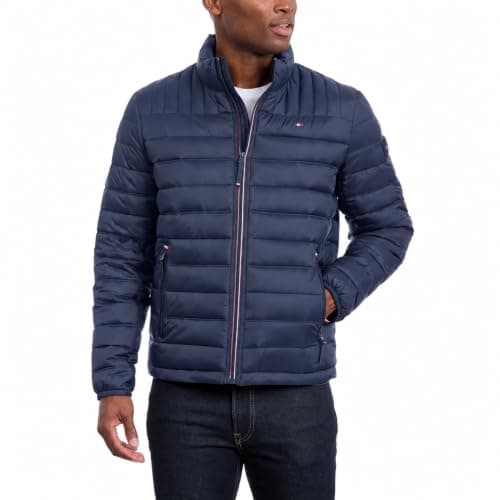 Tommy Hilfiger Men's Ultra Loft Lightweight Packable Puffer Jacket (Standard and Big & Tall) Down Alternative Coat, Midnight, L